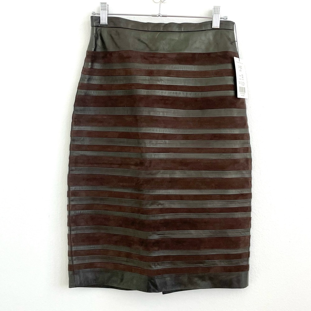 Etcetera brown leather pencil skirt